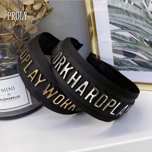 PROLY New Fashion Women Hairband 3D Stereo Bronzing Letter Headband For Adult Wide-brimmed Headwear Gold Hair Accessories