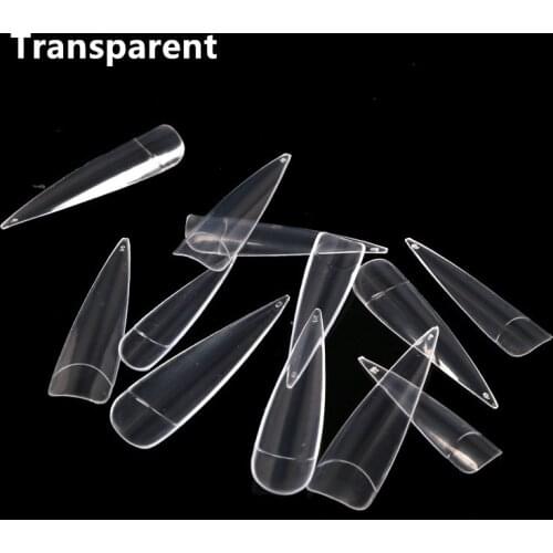 Transparent False Nails Extra Long Tapered Sharp False Nail Tips Full Cover Nails Fake Tips Press on Salon Manicure Supply