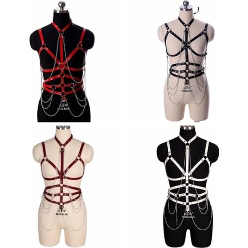 Adjust Dance Rave Wear Plus Size Sexy Harness Bra Body Belt Lingerie Set Caged Bralette Ladies Strappy Bra Halter Bra Tops Pole