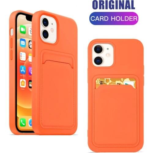 For iPhone 12 Pro Max Case Luxury Original Card Bag Phone Case For iPhone 11 XS Max X XR 7 8 Plus Soft Silicon Shockproof Coque