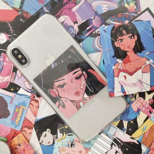 Pink Comic Girl Stickers Creatrve DIY Scrapbooking Postcard Mobile Phone Photo Prop Wall Decoration Stickers