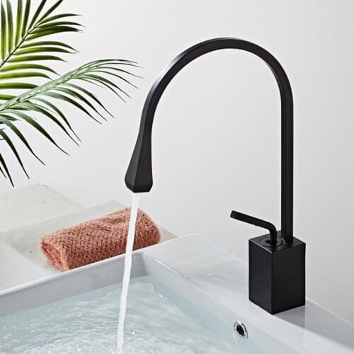 Basin Faucet Black Brass Bathroom Mixer Tap Chrome Kitchen Faucet Wash Basin Faucet Hot and Cold Bathroom Sink Faucets