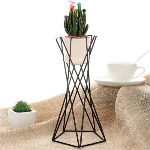 Flower Racks Rustic Tabletop Mount Hanging Irregular Geometric iron Tillandsia Art Plants Holder Rack Black Containers
