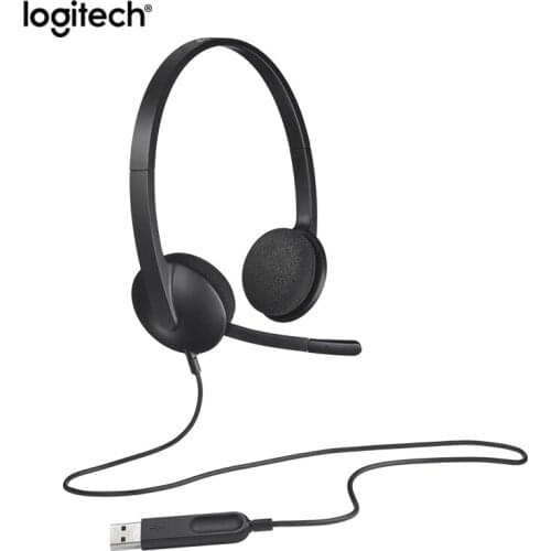 Logitech H340 Stereo Headphones USB computer headset microphone for Windows MacOS ChromeOS