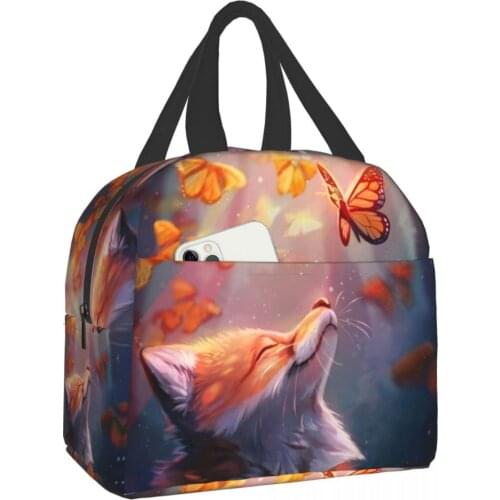 Fox Cooler Bags Waterproof Portable Zipper Thermal Oxford Lunch Bags For Women Convenient Lunch Box Tote Food Bags