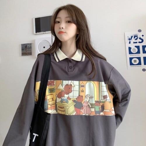 2021 Bear print oversize Hoodie womens letter printed Sweatshirt loose fashion polo shirt Fashionable womens Spring sweatshirt