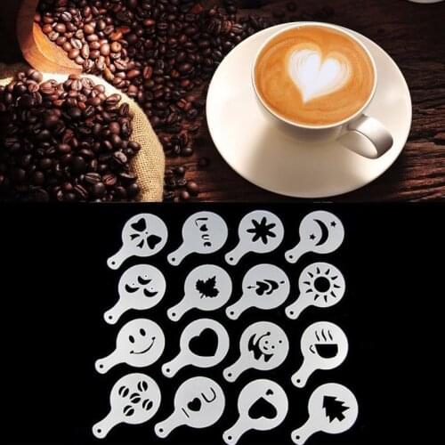 Art Decorating Decorating Coffee Tool C0ffee Decorating Mold 16 PCS/Set Coffee Stencils Latte