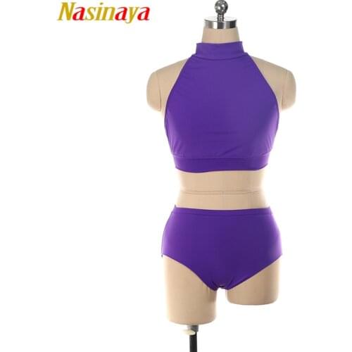 Aerial Yoga Leotards Pole Dancing Performance Clothing Dance Costume Artistic Gymnastics Training Adult Girl Two Pieces Purple