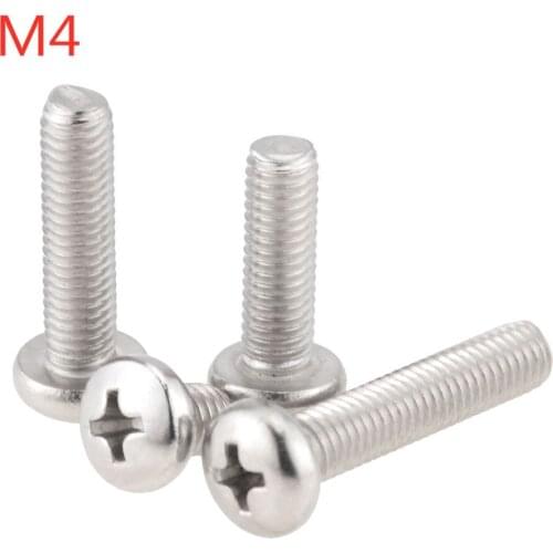 50PCS/Lot M4x16/18/20/25/30 mm,M5*8/10mm 304 Stainless Steel flat head cross Truss head screw