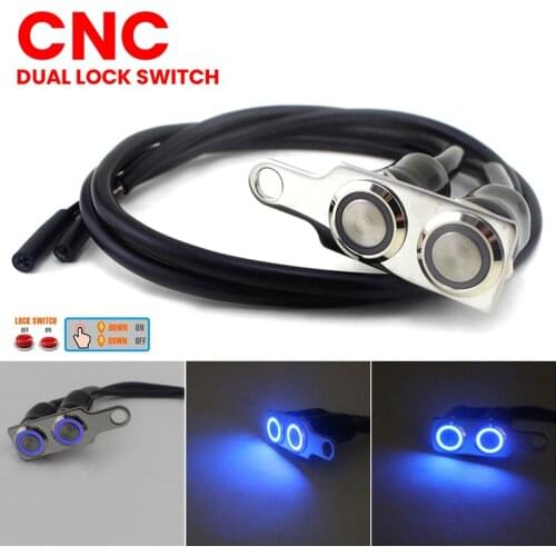 1 pc 12V Waterproof LED Halo Motorcycle Handlebar Switch Double ON-OFF Push Button