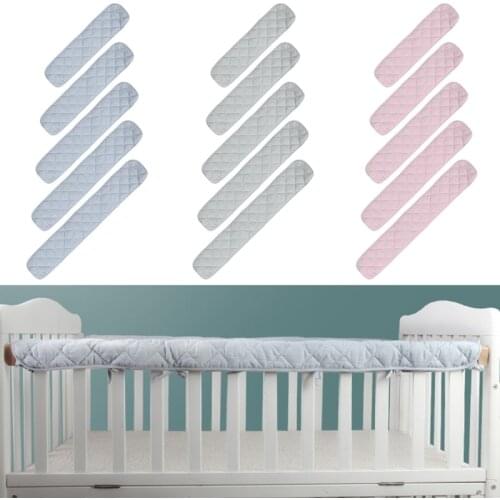 2Pcs Cotton Crib Protection Wrap Edge Baby Anti-bite Solid Color Bed Fence Guardrail Rail Cover Safe Teething Protector