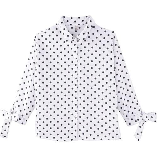 Neatie kiddie Black Dot Print Fashion OL Women Chiffon Blouse Tops Korean Style Loose Shirt Female Blusas