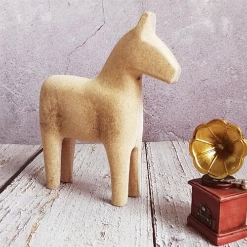 1pc Wooden Horse Ornaments DIY Blank Figurines Blank Unfinished Creative Horse Crafts Decoration for home