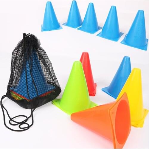 10pcs18CM Sign Bucket Barrier Football Anti-Wind Road Training Cone Roller Pile Springback Marking Cup Symbol Sports Accessories