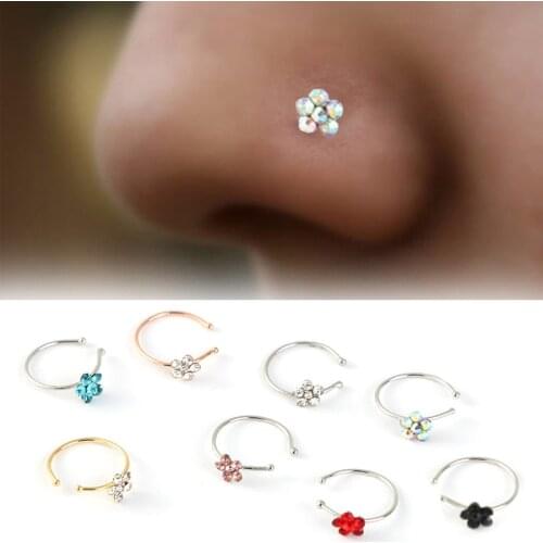 10PCS Fashion Punk Stainless Steel Heart Nose Rings Hoop Women Accessories Jewelry Fake Nose Piercings Body Piercing Jewelry