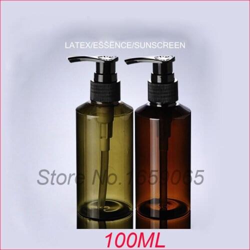 100ML plastic bottle green/brown suncreen emulsion pressure pump bottle empty makeup cosmetic container Packaging