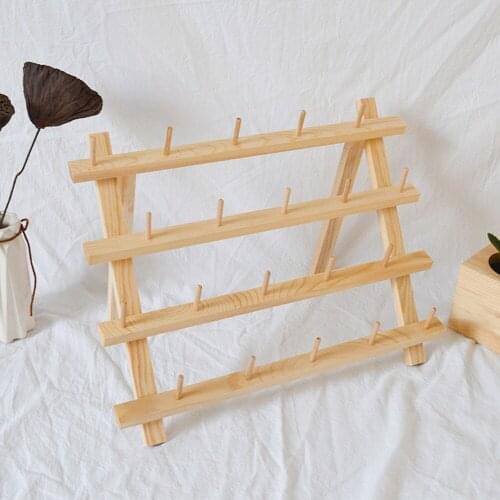 20 Spools Foldable Sewing Thread Rack Embroidery Storage Wooden Holder Cones Stand DIY Shelf Organizer Roll Needlework Tools