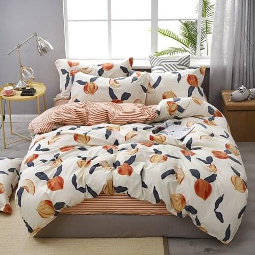 4pcs Twin Full Queen King Size Bedding Set luxury Fruit Flower Family bed Sheet Duvet Cover Pillowcase Double