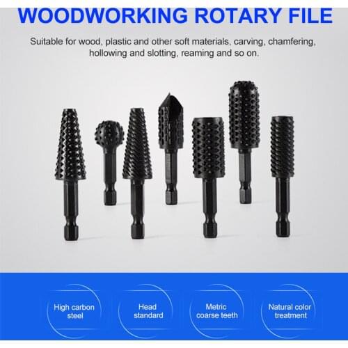 Upgrade 7pcs 1/4" Drill Bit Set Woodworking Rotary Drill Bits Hex Handle Wood Work Knife Wood Carving Tool High Carbon Steel