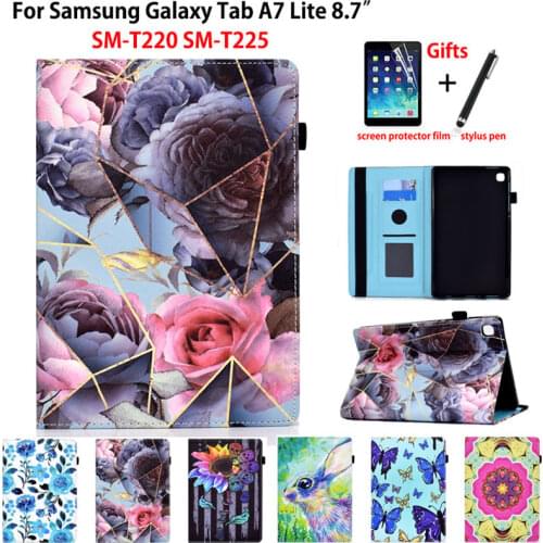 Case For Samsung Galaxy Tab A7 Lite 8.7 Cover SM-T220 SM-T225 T220 T225 Funda Tablet Rose flower Print Stand Coque +Gifts