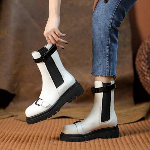 Classic high-top ankle boots thick-soled PU Martin boots casual large size knitted short boots vulcanized shoes botas de mujer