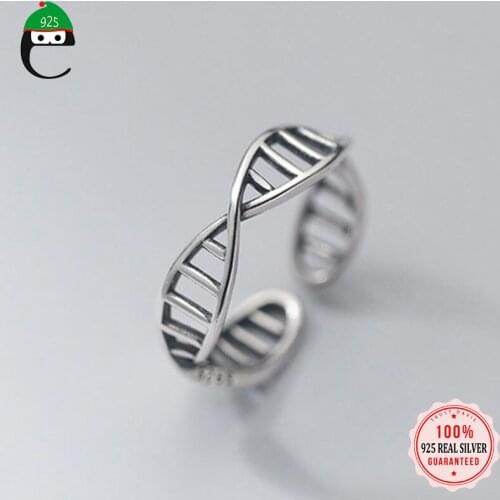 ElfoPlataSi Real 925 Sterling Silver Fashion Cross Line Hollow Cocktail Opening Ring For Women Wedding Fine Jewelry Gift DD902