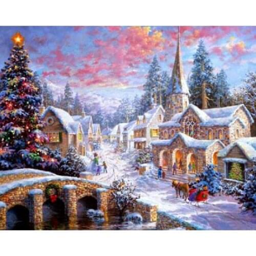 LaoJieYuan 5D Square Diamond Embroidery Landscape Snow Castle Scenery Round Diamond Mosaic Unfinished Crystal Cross stitch kit