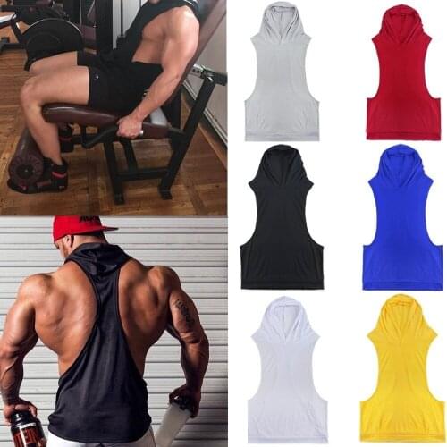 Hot Mens Gym Muscle Sleeveless Shirt Tank Tops Sports Bodybuilding Hooded Vest