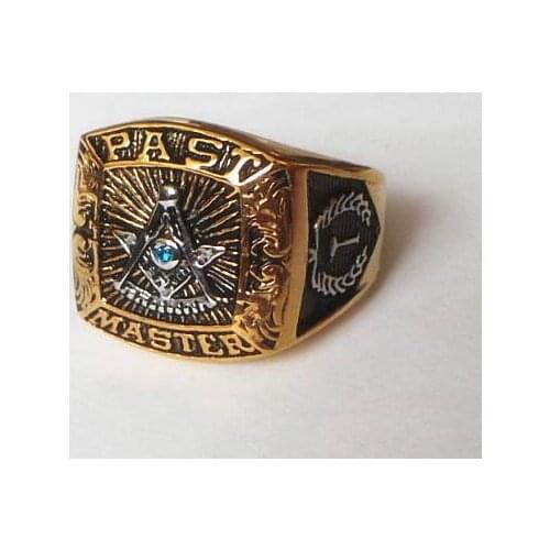 316l stainless steel gold masonic symbols ring New Smear Gothic Vintage Religious Master freemason signet