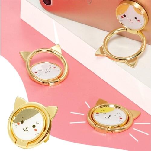 Metal Fold Finger Grip Ring Mobile Phone Holder For Iphone Samsung Xiaomi Redmi Cartoon 360 Degree Rotation Stand Bracket