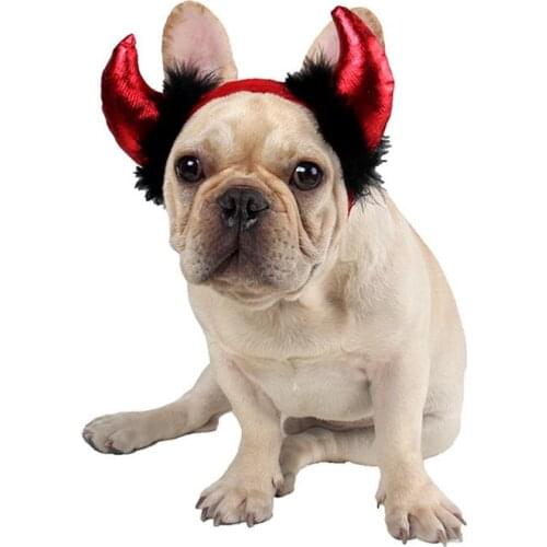 Fashion Funny Cute Pet Cat Costume Ox Horn Furry Cap Hat for Cat Dog Halloween Clothes Fancy Dress Pet Clothes Party Hat