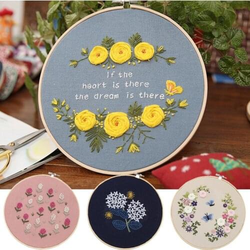 DIY Flower Pattern Embroidery Kits Handmade Cross Stitch Sets Needlework Sets for Beginner Gift Embroidery Home Decor
