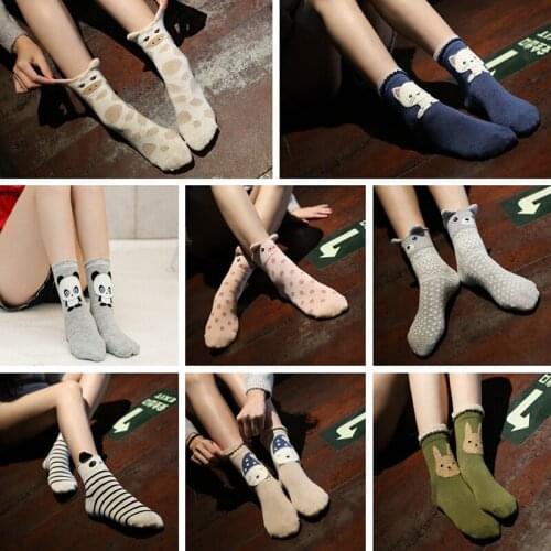 New Fashion Women Cartoon Socks Autumn Winter Panda Bear Pig Giraffe 3D Animal Ankle Socks Female Comfortable Socks