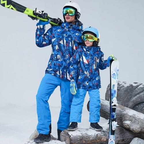 New Men Ski Suit Suit Boys Parent-child ski Suit Set Children Windproof Waterproof Ski Jacket Ski Pants Snowboard Skiing Coat