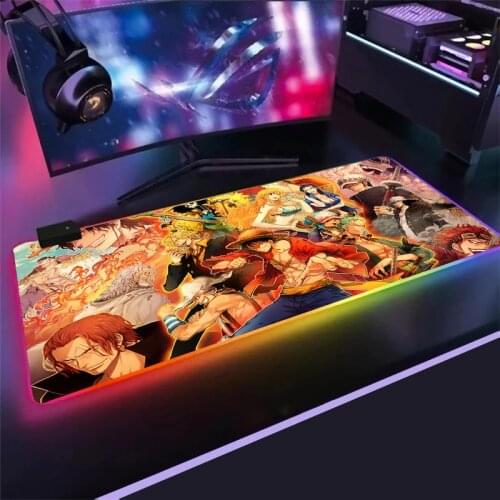 One Piece Anime Gaming Mouse Pad Computer Mousepad RGB Large Mouse Pad Gamer Mouse Carpet Big Mause Pad PC Desk Play mouse mat
