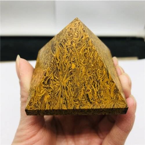 Natural gold silk jade pyramid natural gem crystal energy healing