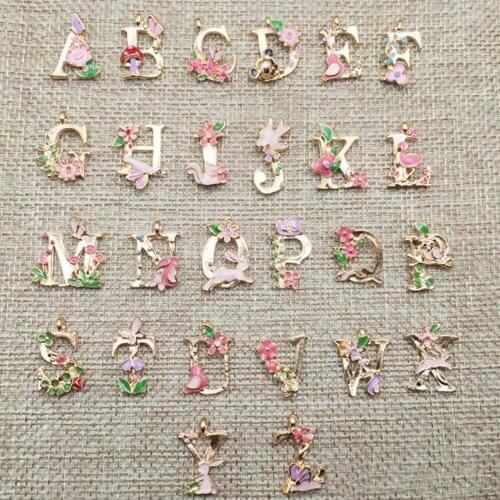 Hot Selling New 10pcs 26 English alphabet alloy pendant Bracelet Necklace Pendant Hair Accessories DIY Jewelry Alloy Accessories