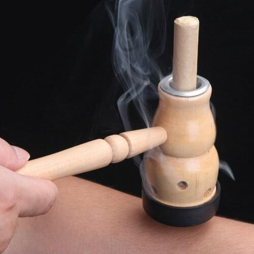 Gourd Moxibustion Box Wooden Gourd Device Massage Burner Roll Set Wormwood Artemisia Acupuncture Moxa
