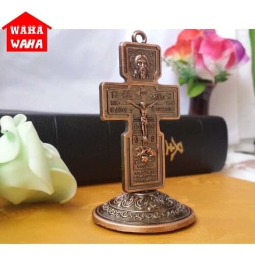Zinc Alloy Crucifix Jesus Christian Holy Statues Crafts Cross Figurines Classical Car Ornament Home Religious Decor Accessories