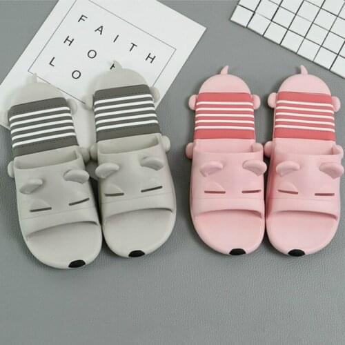 2019 new Summer couple cute cartoon puppy home household slippers bathroom bath slip thick bottom indoor sandals and slippers