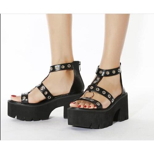 Fashion Women Sandals Casual Hollow high heel Summer Shoes Woman Black Sandals Platform Heels Big Toe Foot Correction Sandals