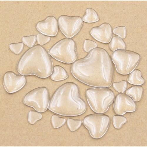 10mm 12mm 16mm 18mm 20mm 25mm 30mm Heart Flat Back Clear Glass Cabochon,Factory Wholesale Promotion,High Quality DIY Jewelry