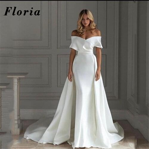 Off the Shoulder Mermaid Wedding Dresses Robe De Mariage Middle East Satin Formal Bridal Gowns 2021 Dubai Bride Dress Custom