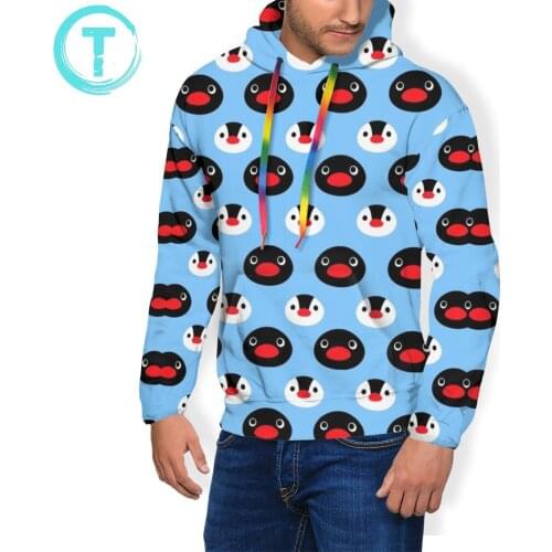 Pingu Hoodie Little Penguins Hoodies XXXL Loose Pullover Hoodie Polyester Casual Mens Winter Hoodies