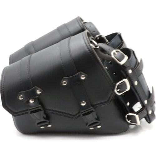 Universal Motorcycle Side Storage Tool Pouch Saddle Luggage Bags Black Saddlebags with Plastic Buckle Left/Right