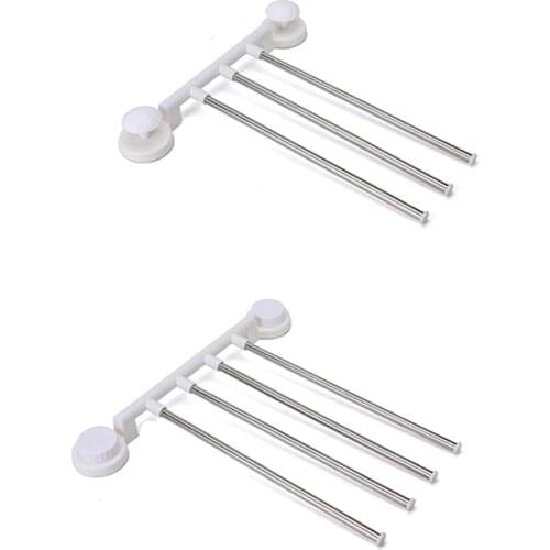 Towel Rack Wall-Mounted Bathroom Hanging Holder Three-rod Four-rod 360 Degree Rotating Towel Shelf Bathroom Household modern