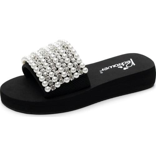 Women sandals summer flat pearl sandals flip flops rome shoes string bead slippers mujer gladiator sandalias sapatos femininos