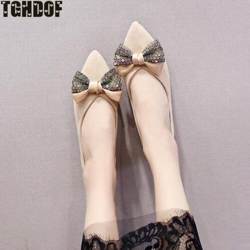 New Korean Style Lovely Butterfly Knot Casual Shallow Flats Women Elegant Spring Flock Shoes Loafers Soft