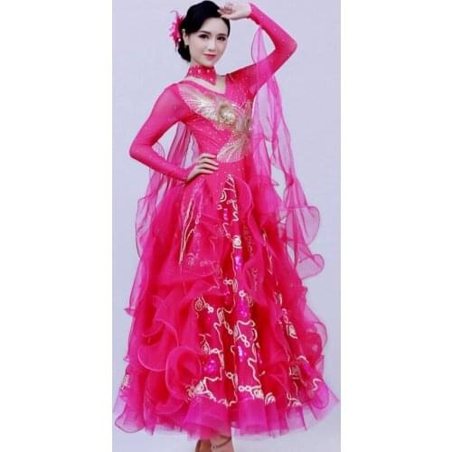 Luxury hot drilling big swing standard Ballroom Dance Costume Dress for competition female sequins waltz/tango/foxtrot costumes