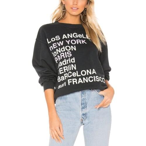 Loose Letter Print Women Autumn New Fashion Casual Oversize Cotton Sweatshirt Female High Street Brand Top Ladies Pullover ML144